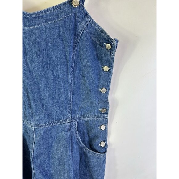 Vintage 90s Denim Jean Short Bib Overalls Shortalls - Picture 3 of 7